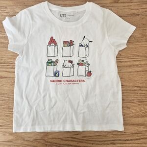NWOT Uniqlo White Sanrio Characters Tee Size 7-8Y